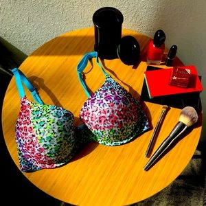 Multi color animal print push up bra